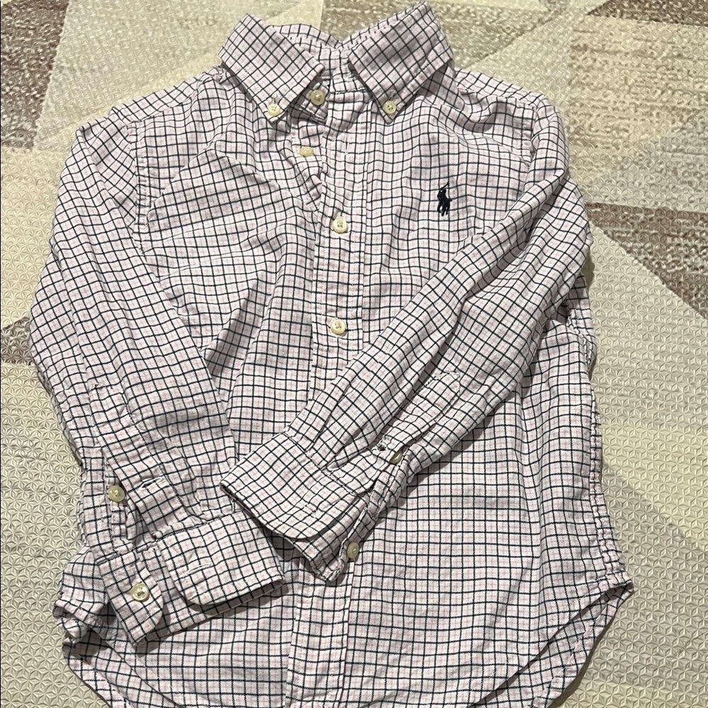 Ralph Lauren Navy, Pink and White Plaid Shirt